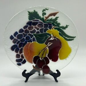 PEGGY KARR Fused Art Glass Fruit Bowl. 8 1/2”